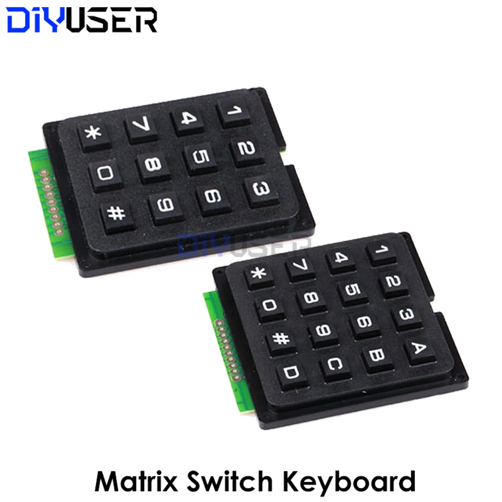 4x4 / 3x4 Matrix-Tastaturmodul, 16/12 Tasten mit Reihensäulen-Scannen für Mikrocontroller-Bedienfeld