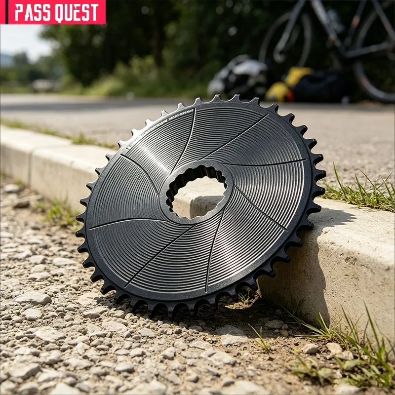 PASS QUEST AXS Round Narrow Wide Chainring RF(3mm offset ) 28-38T Black and Silver Bicycle Parts