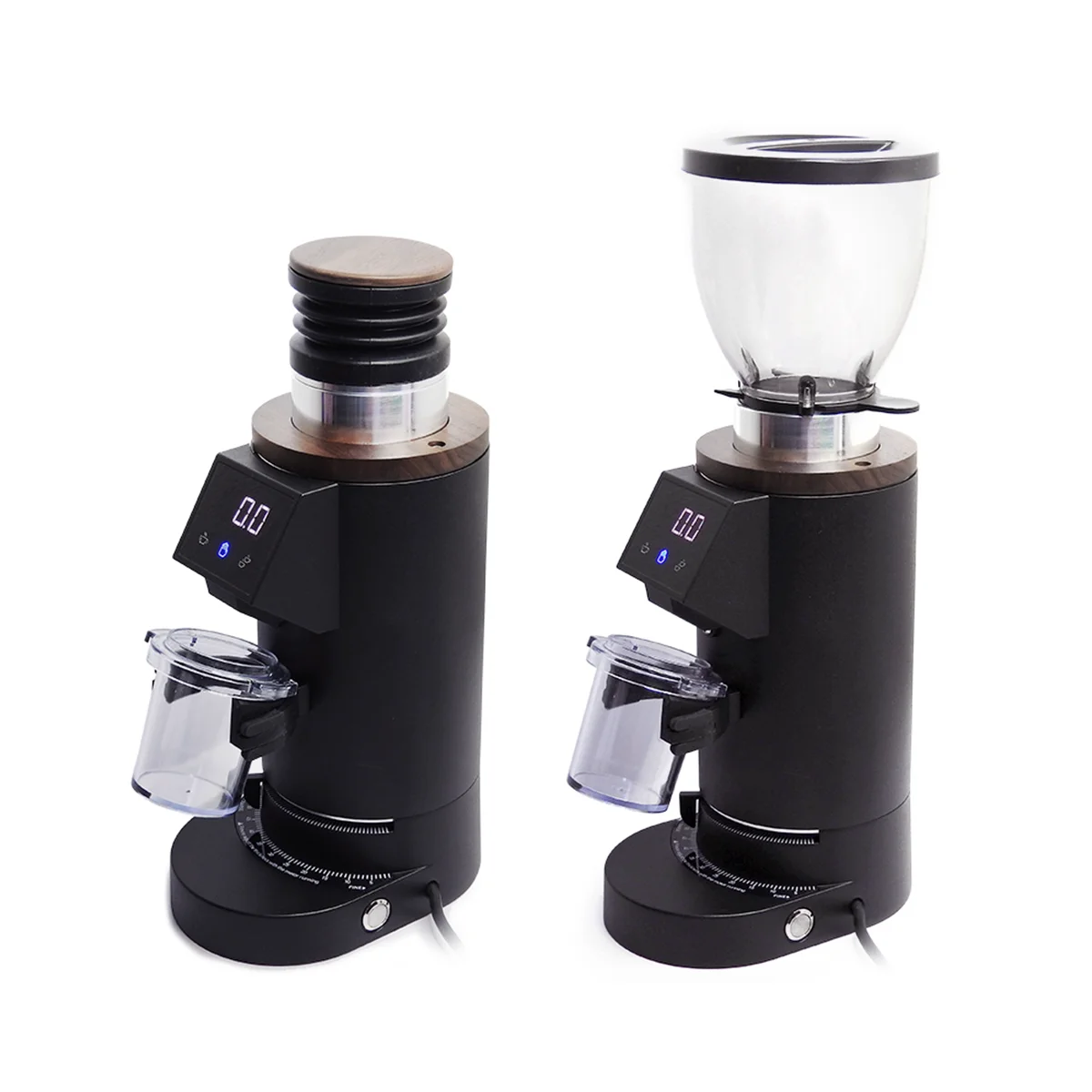 家庭用およびカフェ用の2つの豆ホッパー付き電動コーヒーミルD - Coffee Grinder Burr Flat のレビューと価格