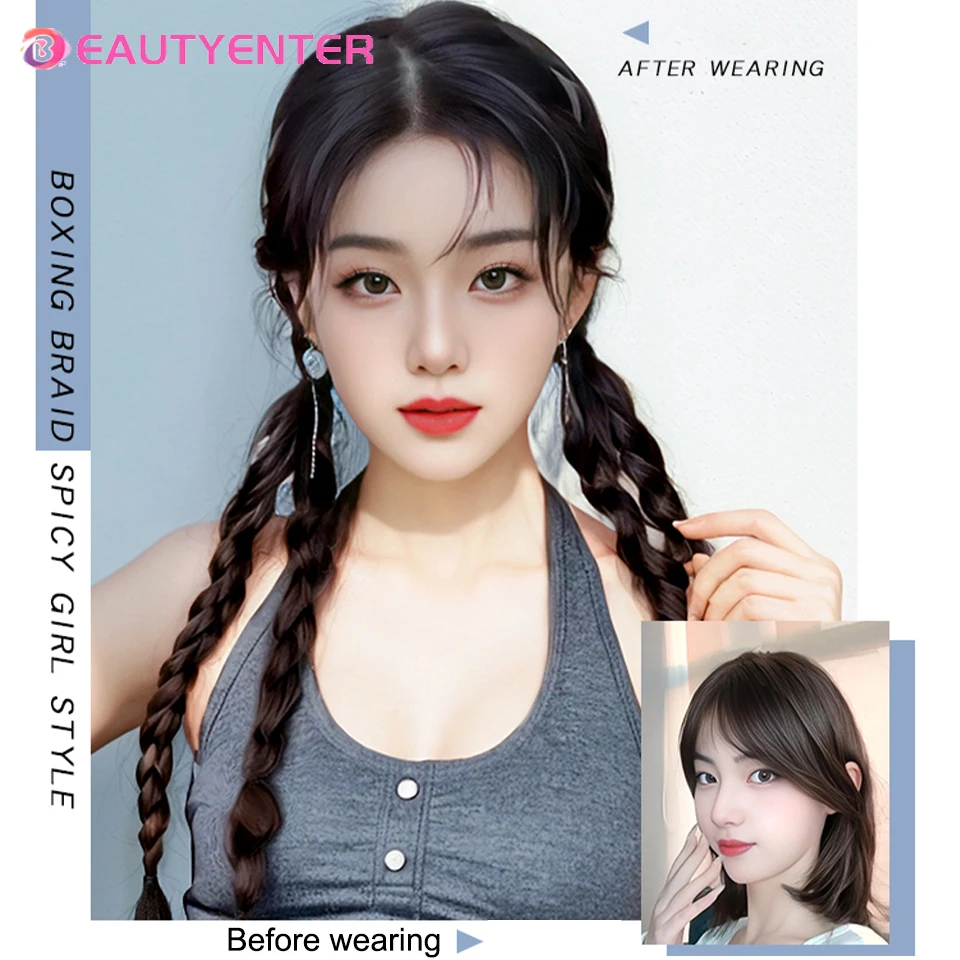 BEAUTYENTER Synthetic Wig Ponytail Braid Braid Twisted Long Braid Ponytail Pair Suitable For All Women To Wear Boxing Braids