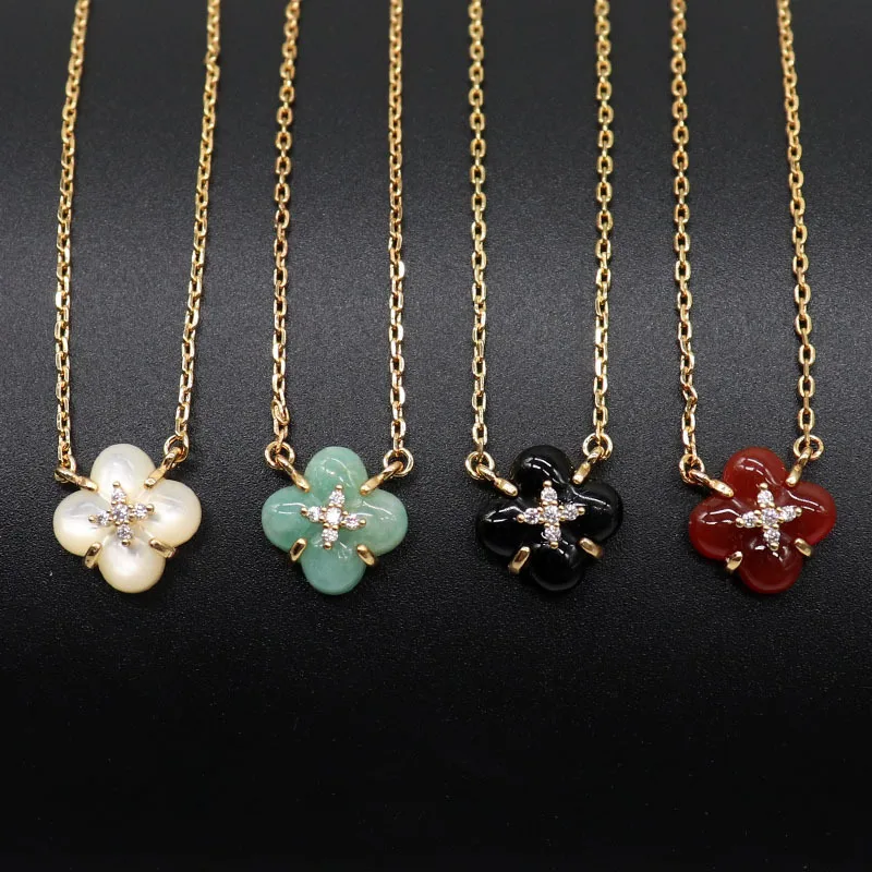 

Wishing Pool Natural Stone Necklace for Women Gold Plated Vintage Necklaces Female's Simple Elegant Jewelry for Party Wedding