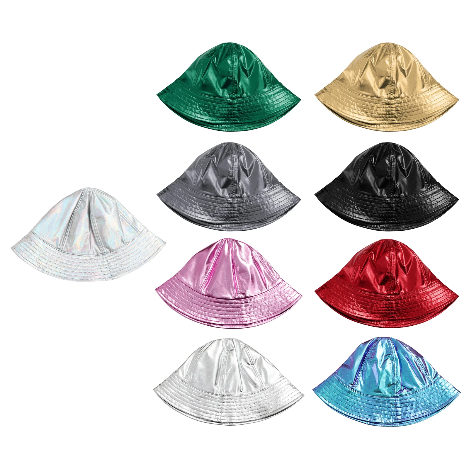 

Metallic Shiny Bucket Hat Trendy Fisherman Hat Foldable Cap Jazz Hip Hop Rave Hat Festival Carnival Party Performance Hat Caps