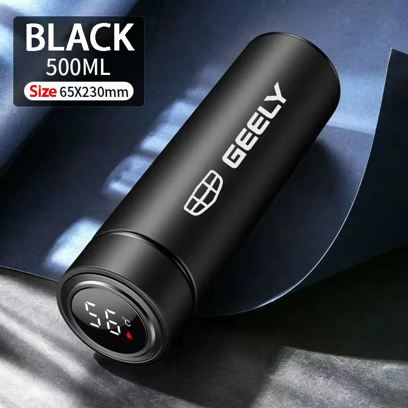 Car Mug Thermos Cup Smart Display Vacuum Water Cup For Geely GeometryC Monjaro Coolray Tugella GX3 Atlas Emgrand EC7 GC6 GC9 EC8