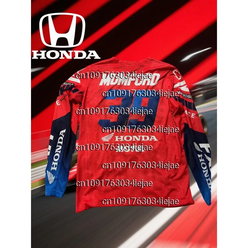 

2026 Honda мотоциклетный быстросохнущий трикотаж с длинным рукавом, дышащая гоночная рубашка, повседневная модная велосипедная одежда для повседневного использования на открытом воздухе
