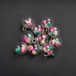 16# 10pcs Alloy Hook Hollow Glass Ball Not Natural Stone Jewelry Making  Bead Wholesale #MY501