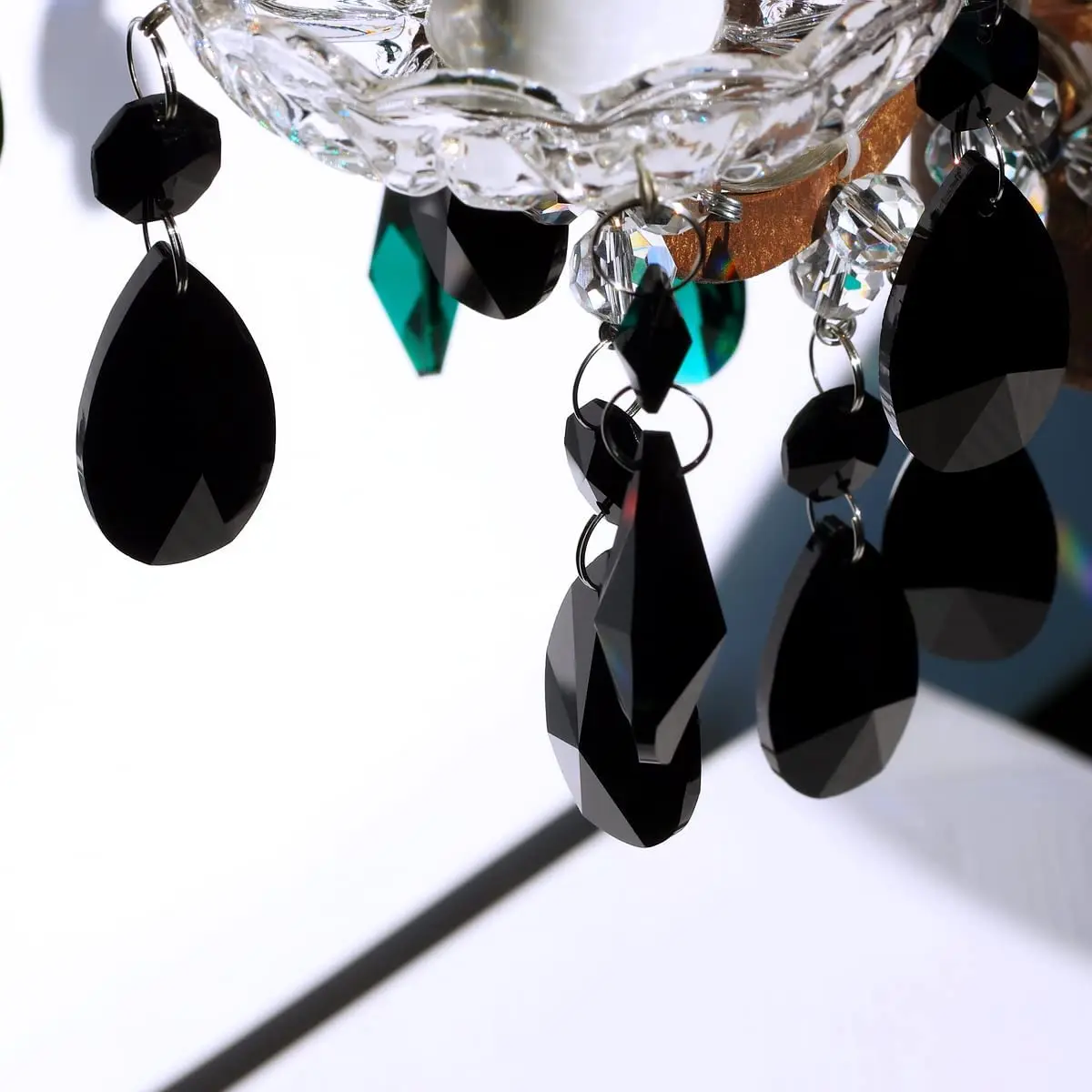 Camal 5pcs Black 38mm Teardrop Crystal Glass Pendant Prisms SunCatcher Garland Chandelier Part Wedding Party Home Hanging Decor