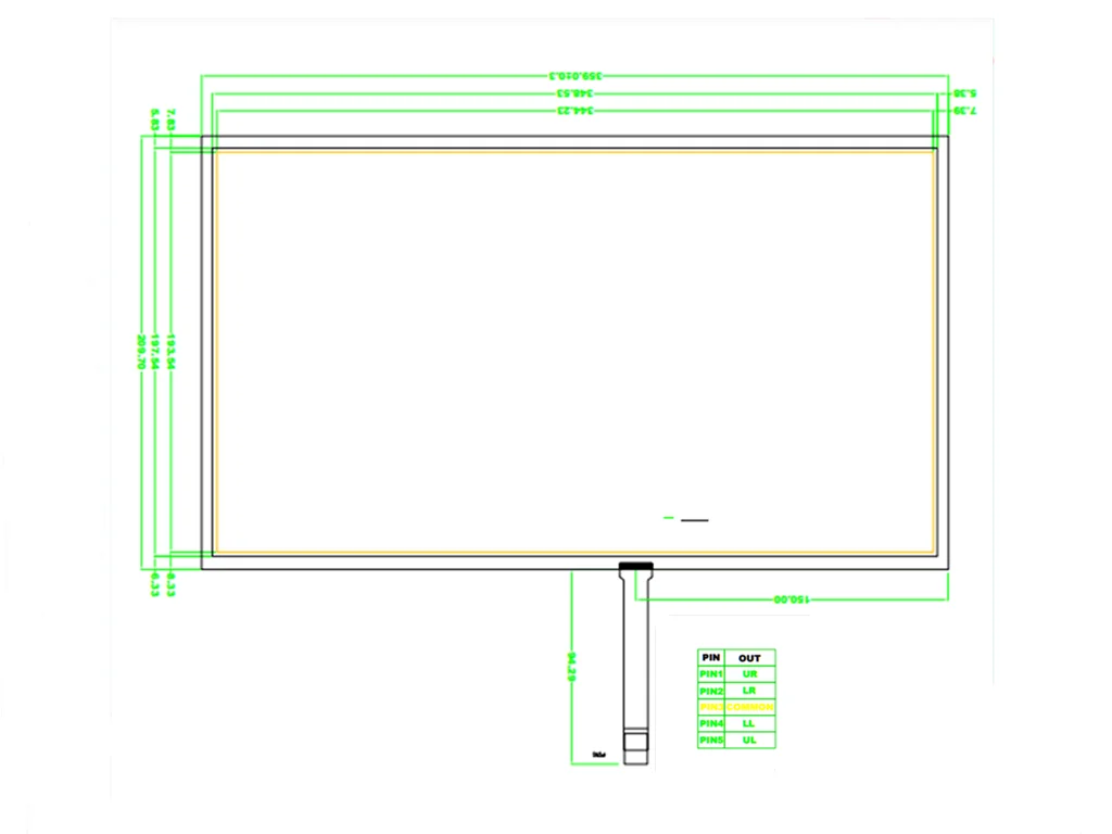 359*209 MM New 15.6 inch touch screen 5 line 16:9 widescreen touch screen with USB drive accessories