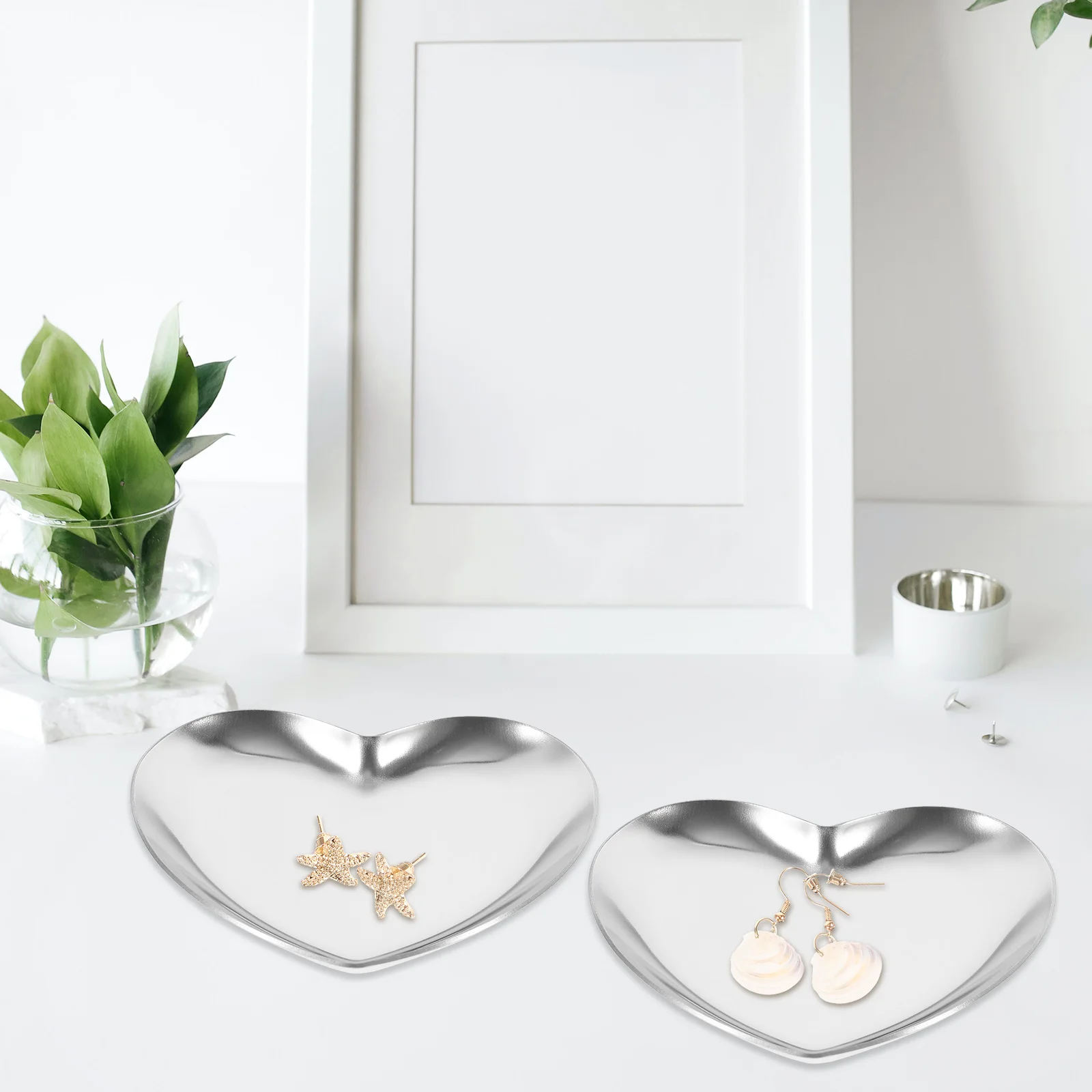 

Прочная ювелирная посуда с серебряным сердцем для женщин, органайзер, материал, держатель для колец, свадебный подарок, ювелирное блюдо, домашний декор