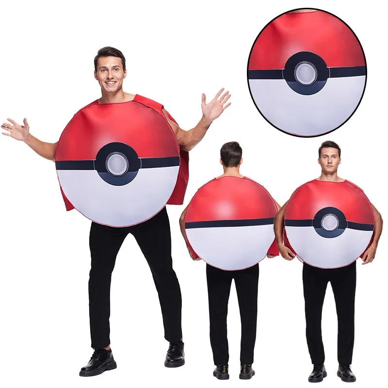 

Костюмы для косплея покемонов, карнавальные костюмы на Хэллоуин, Pokeball, креативная забавная одежда для ролевых игр, футболка с пародией, подарки