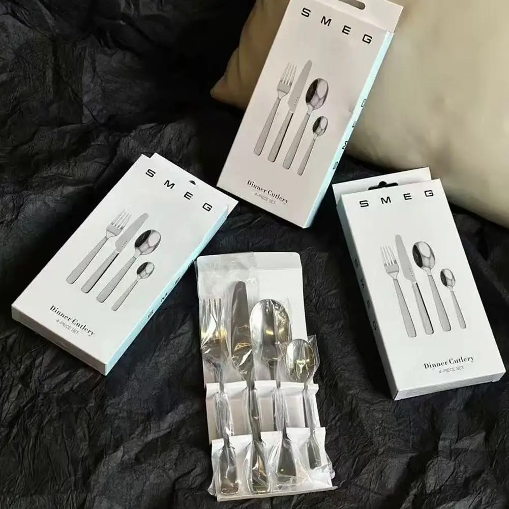 

4pcs Stainless Steel Fork Spoon Knife Set Italian Style Western Dessert Tableware Polishing Sets Kitchen Accessories Gifts 2025