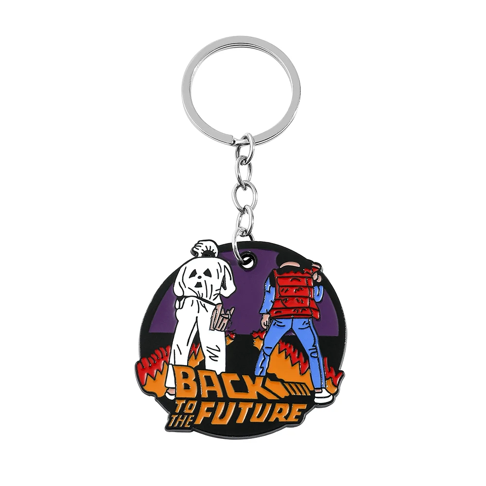 Back to the Future Enamel Keychain - Science Fiction Film Marlene McFly Pendant Keyrings for Backpack Accessories