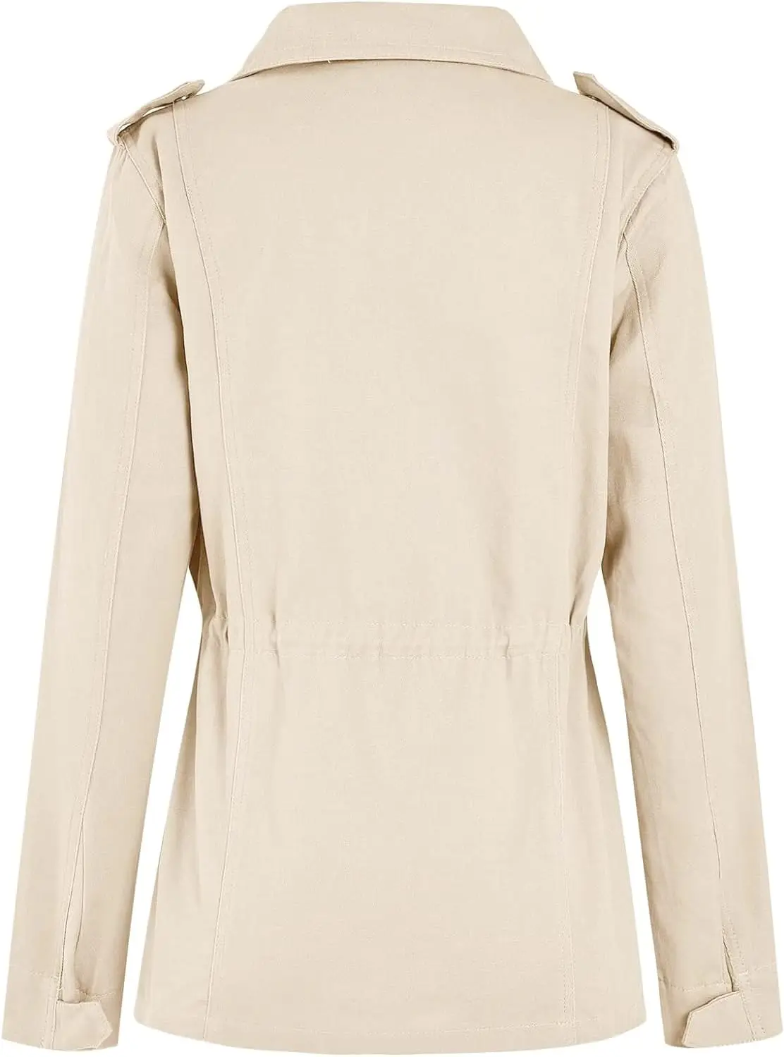 Womens Military Zip Up Snap Buttons Lightweight Utility Anorak Field Safari Coat Outwear