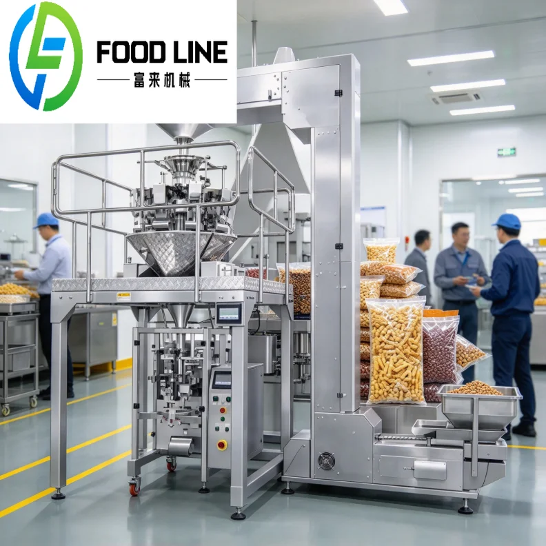 Automatic Vertical Vacuum Sealing Machine Food Packaging Equipment for Frozen Snacks Ready Meals Customized