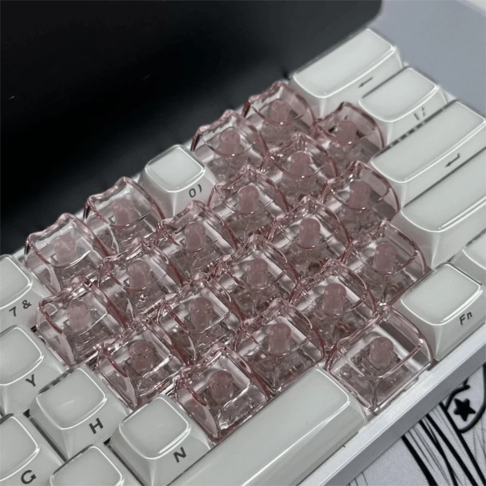 10Pcs New Transparent Cat Shaped Keycaps PBT 1U MAO Profile Keycaps Cartoon Blank Key Caps For MX Switch Keyboard