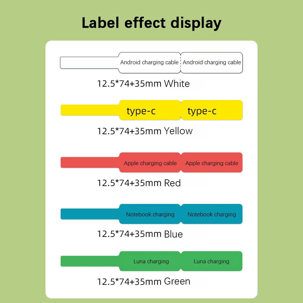 P15 Thermal Label Paper 12.5*109mm Cable Label Tape P15 P12 P50 Q30 D30 KingJim LR5C Machine Mini Printer Self Adhesive Sticker