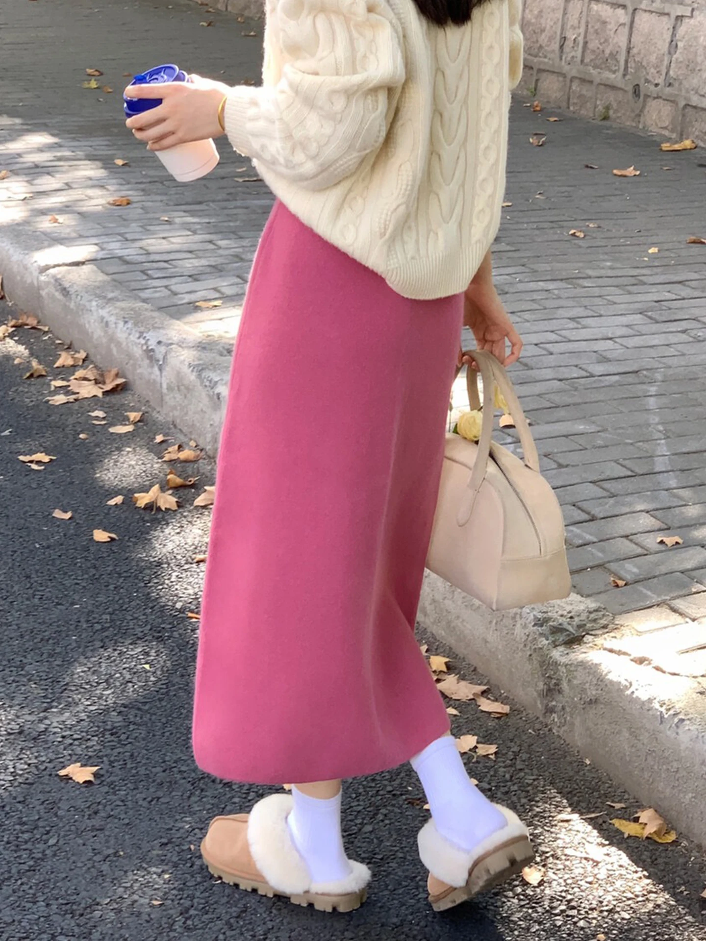 

Теплая вязаная юбка А-силуэта прямого кроя для женщин, с завышенной талией, облегающая, повседневная, осенне-зимняя, новинка