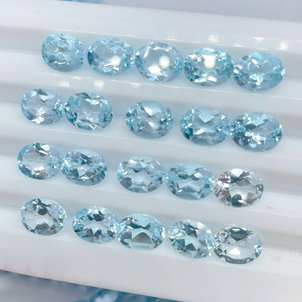 

Eye Clear Semi-precious Stone Authentic Natural Skyblue Topaz Facet Oval 5x7mm-7x9mm Loose Gemstones For Jewelry 20pcs A Lot