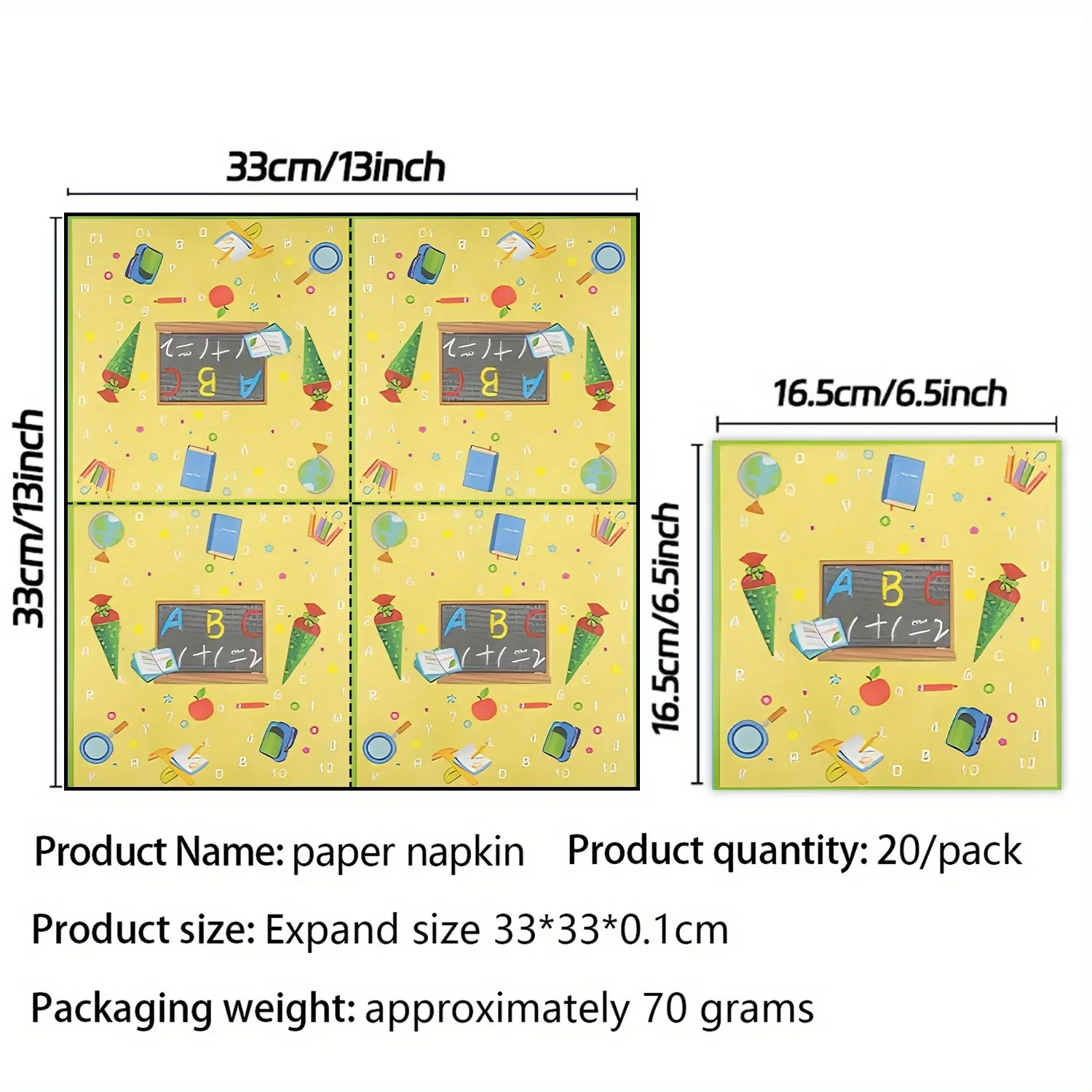 20pcs Napkin Blackboard Book Learning Tools Pattern Paper Placemats 33*33cm Disposable Tissue for Family Dinner Table Setting