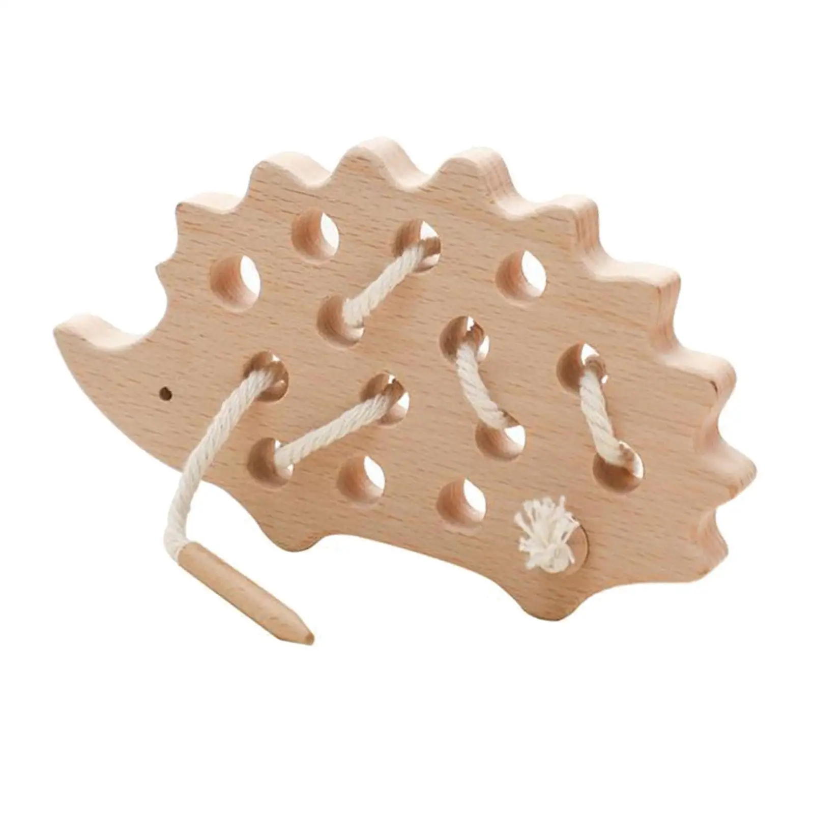 Wooden Lacing Threading Board Educational and Learning Hedgehog Wood Threading Toys Montessori Activity Toy for 3 4 5 Years Old