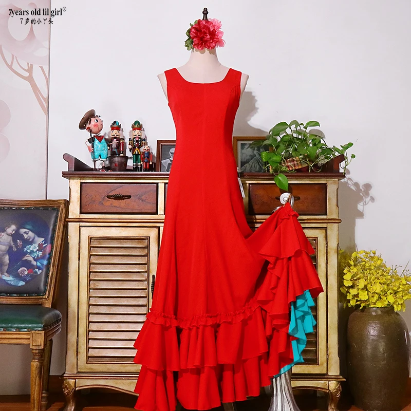 Vestido de baile Flamenco español de alta elasticidad vestido moderno con volantes para mujer ENE04