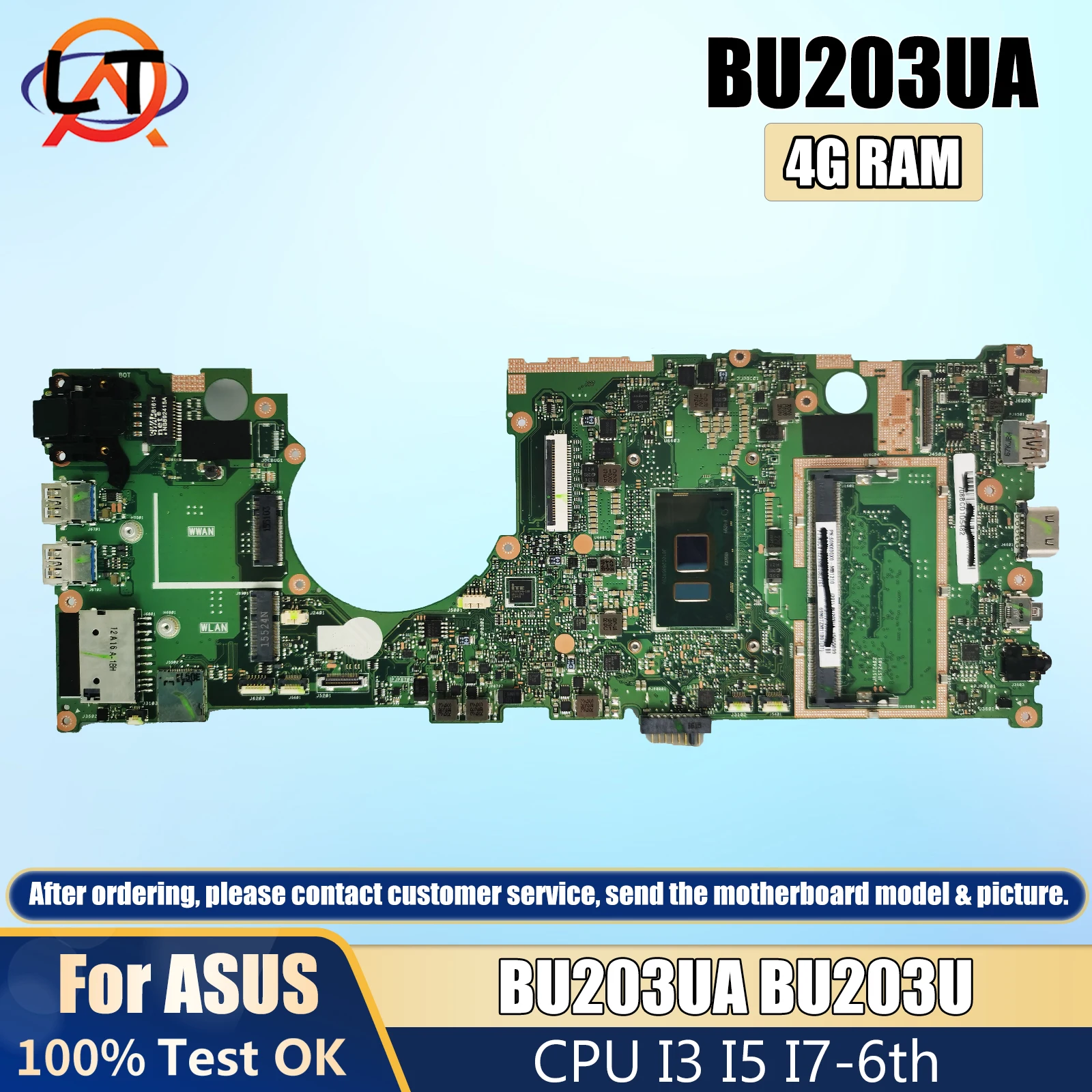 

Notebook BU203UA Mainboard For ASUS PRO ADVANCED BU203U Laptop Motherboard CPU I3 I5 I7-6th 4G-RAM