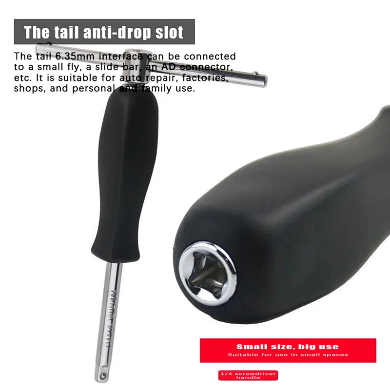 Kunci Soket Persegi Betina 150 MM 6.3MM 1/4-Inch Untuk Kunci Ratchet Kecil, Batang Geser, Konektor AD