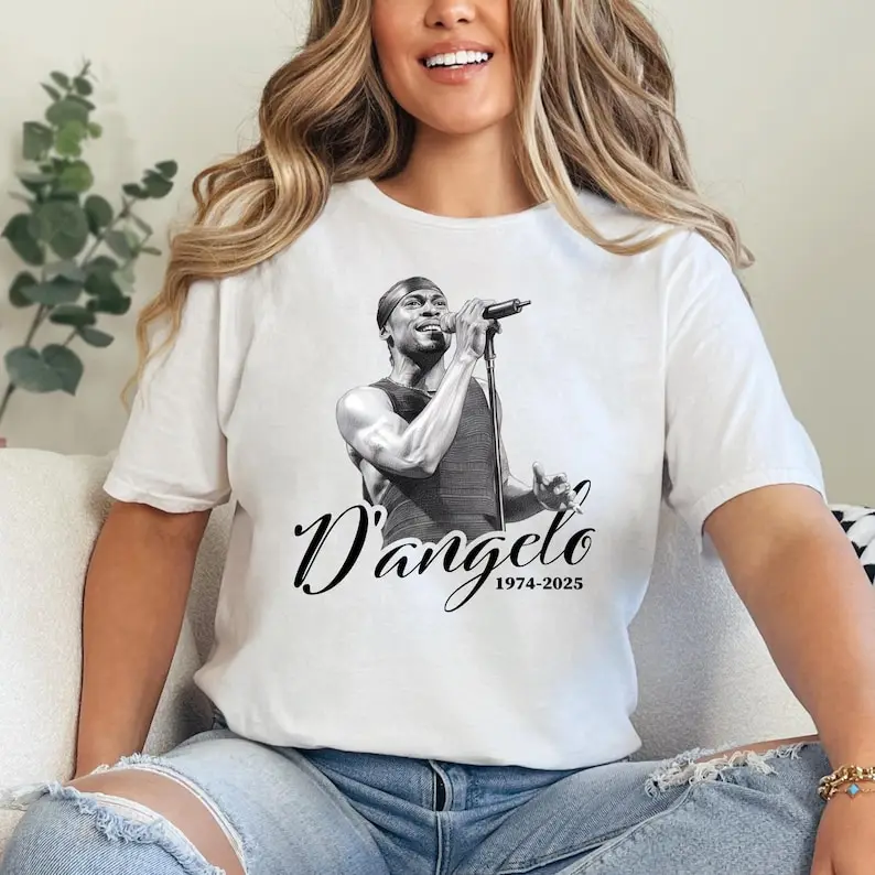 

D'Angelo RIP R&B Neo Soul, Erykah Badu Brown Sugar T-shirt Retro Rap Tee RnbMusic Legend High Quality Cotton Mens Graphic Tshirt