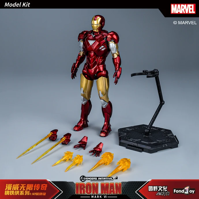 Fondjoy 1/12 Marvel Iron Man Mk6 Models Kit Infinity Saga Ironman Mk6 Assembly Action Figure Abs Joint Movable Kid Toy