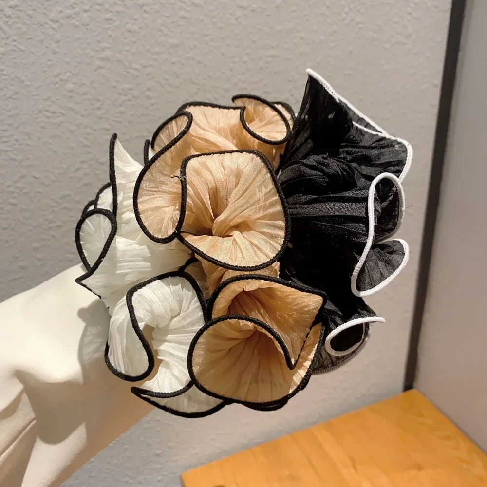 Simple Mesh Pleated Hair Rope for Woman Korean Style Hair Ring Meatball Head Hair tie Fashion Girl Does Not Damage The Hair Scru