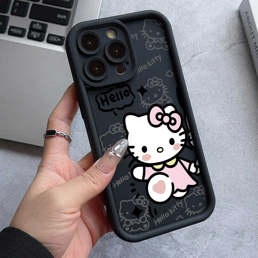 Cute Pochacc Hello Kitty Phone Case for Samsung Galaxy S24 S23 S22 S21 FE Ultra Plus 5G Note 20 Pro M54 Ladder Lens Soft Cover