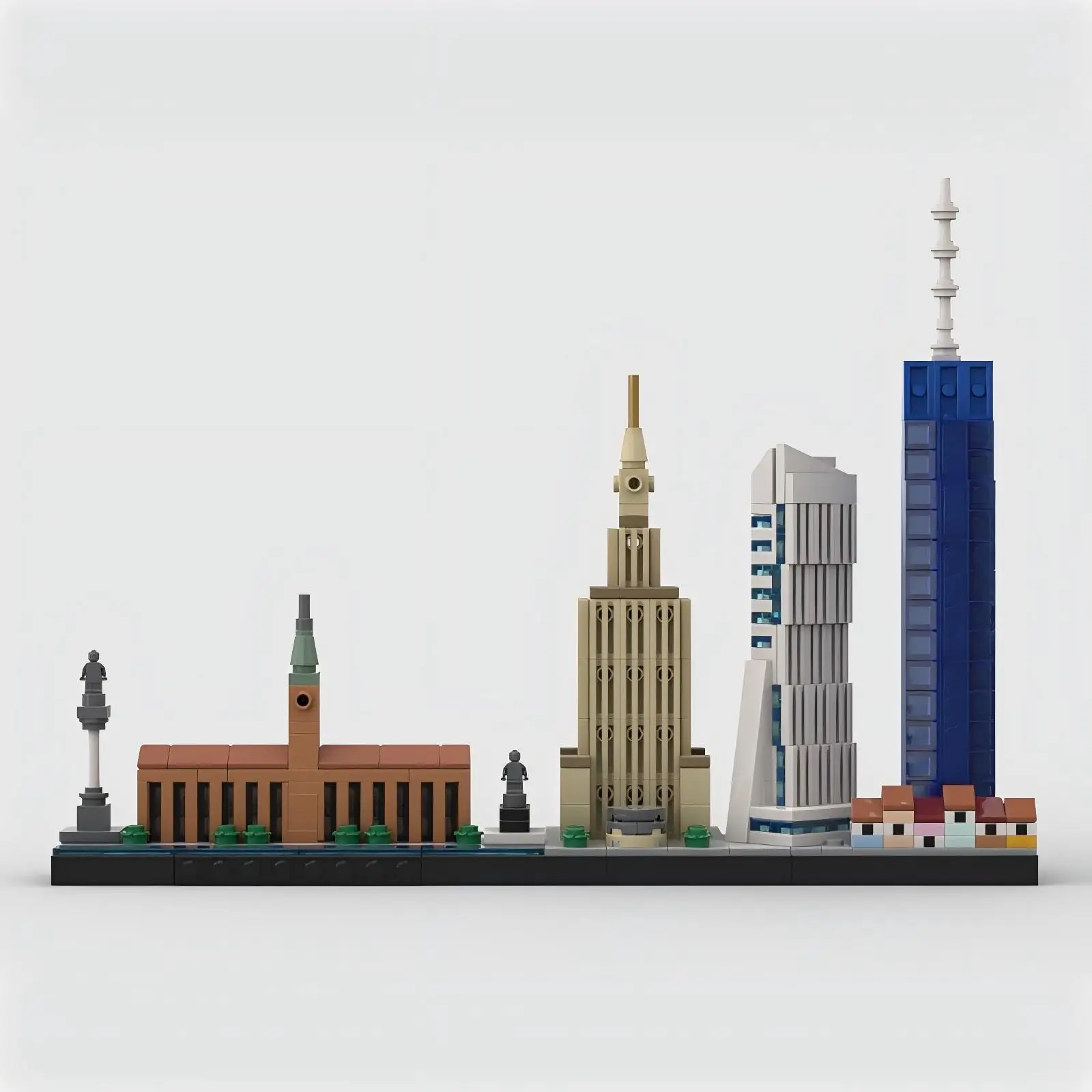 

MOC городская архитектура, вид на улицу, модель Варшава, горизонт, небоскёр, замок, квадратный набор строительных блоков, детские игрушки «сделай сам», подарок на день рождения