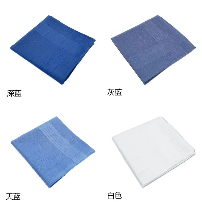 3 Stücke 40x40 cm Einfarbig Weiß Blau Plain Männer Taschentücher Taschentücher Weiche Baumwolle Schweiß Quadratische Handtücher Tea Party Gefälligkeiten – Detail 3