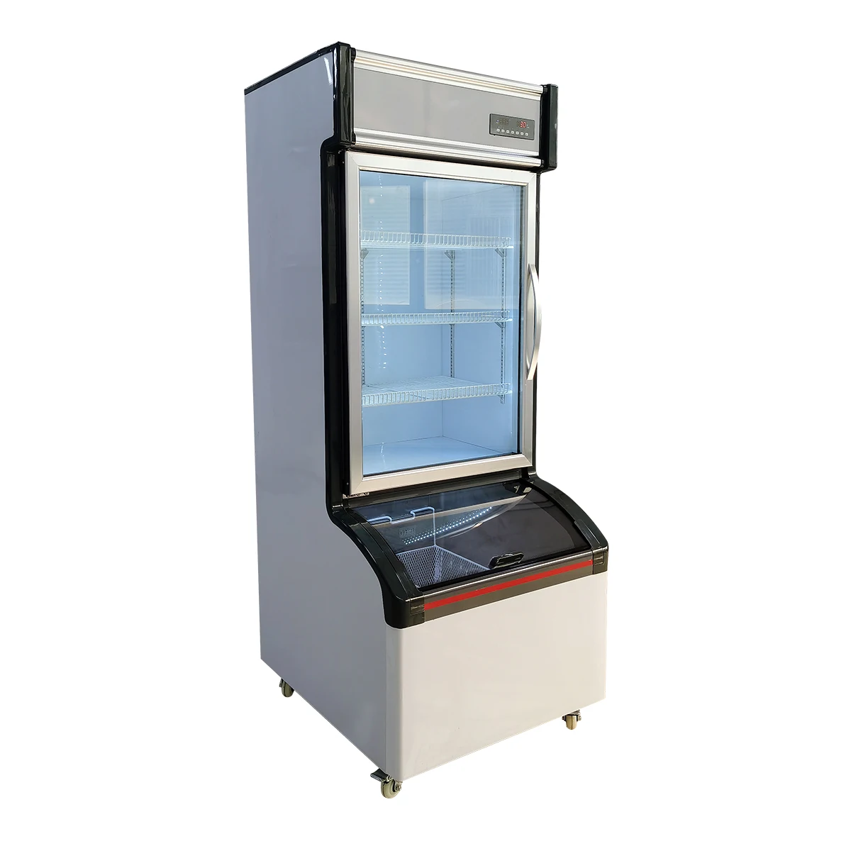 supermarket chiller display glass door vegetable fruits display cooler commercial freezer upright freezer