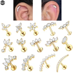 10Pcs/lot Titanium Ear Stud Tragus Cartilage Earrings for Women16G Labret Lip Zircon Lobe Helix Daith Piercing Body Jewelry