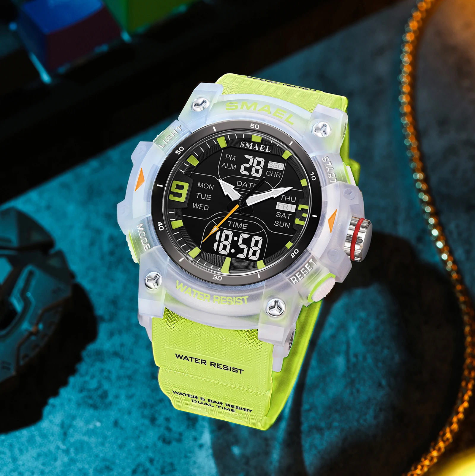 

SMAEL Brand 8117 50M Water-Resistant Watch (Drop Shipping) with Alarm, Night Light, and Dual Display: A Youthful, Fashionable, a