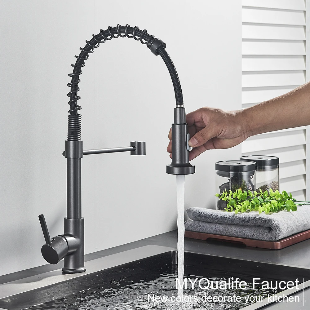Zilvergrijze keukenkraan met é - Matte Black Kitchen Sink Faucet Spring recensie en prijs
