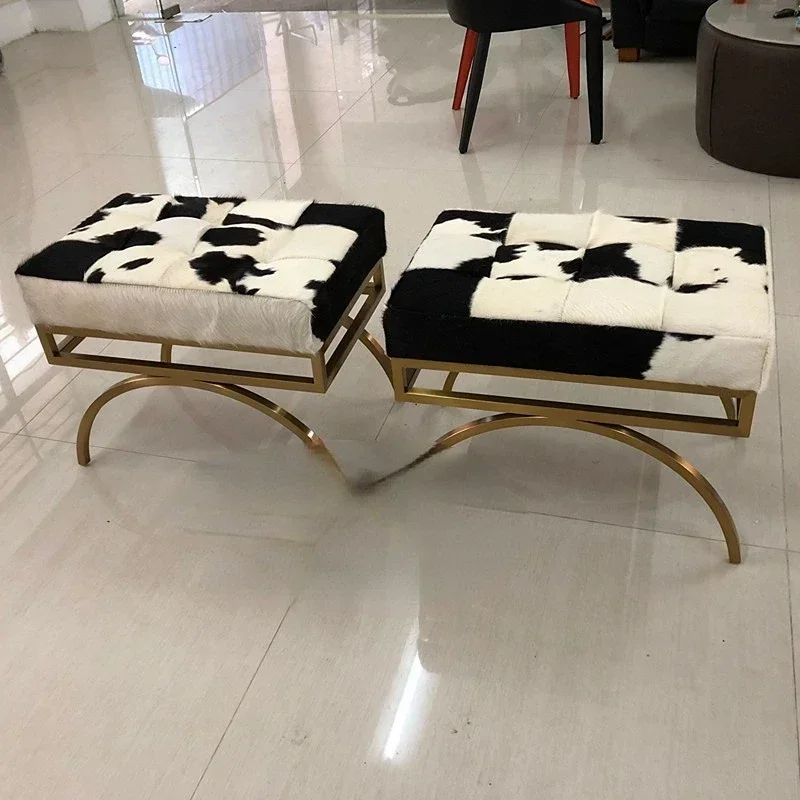 Home living room gilded leather low stool Hong Kong luxury toilet stool pedal