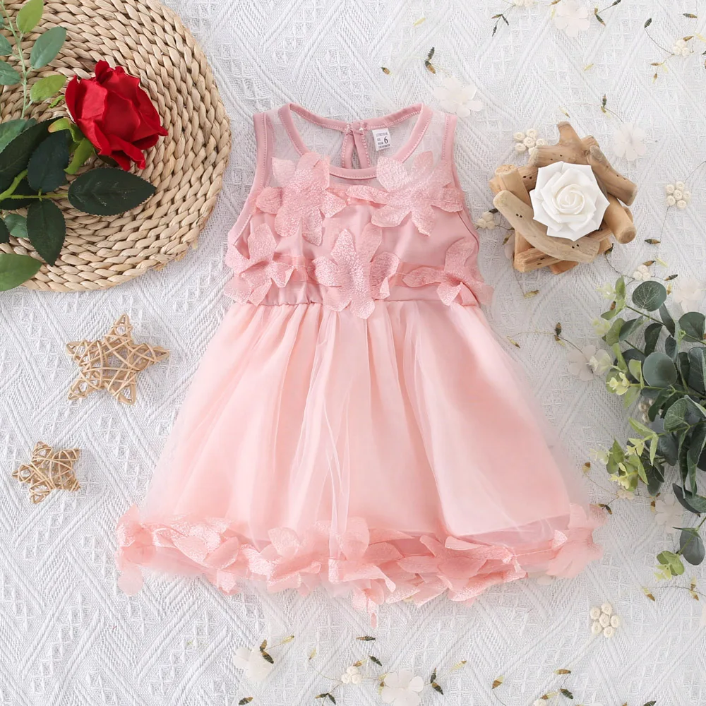 

Летнее платье для маленьких девочек, платье-пачка принцессы из пряжи, детское свадебное платье с цветочным узором для девочек, праздничная одежда для малышей