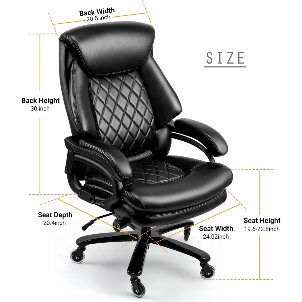 400lbs Big and Tall Office Chair Wide Spring Seat Executive Office Chair Back Support Home Office Desk Chair for Heavy People