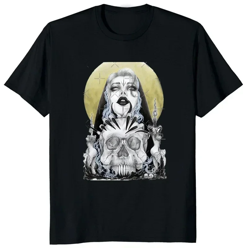 Vintage Devil Unholy Nun T Shirt Harajuku Casual New Arrival Summer Men Printed  Casual Cool Male Tops  Cotton Unisex Fashion