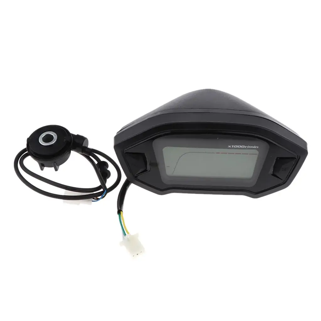 Universal 5 Gear 7 Backlight LCD Motorcycle Speedometer Odometer Gauge 13000 RPM 199 KMH MPH