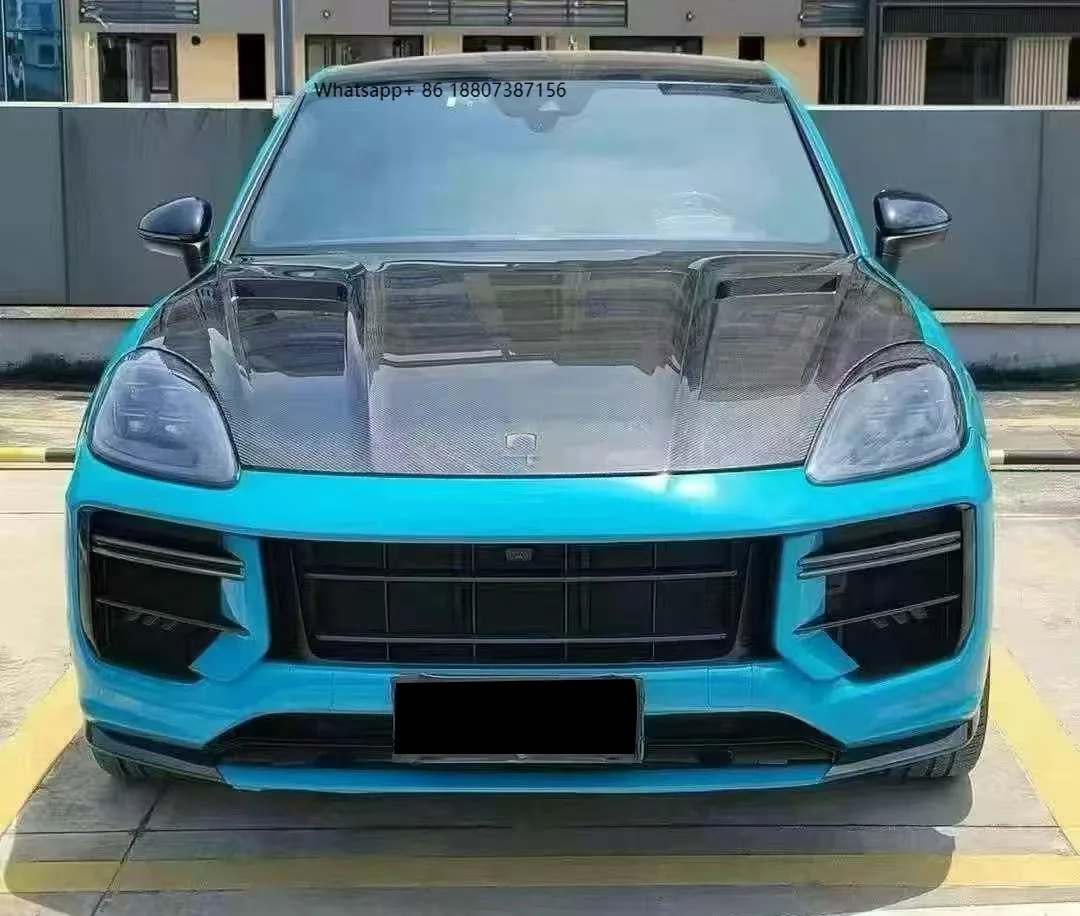 

New for Cayenne 9Y0 Tayyiat Dry Carbon Fiber Hood-Bolt-On Replacement Black Vertical Billet Style 1 Year Warranty