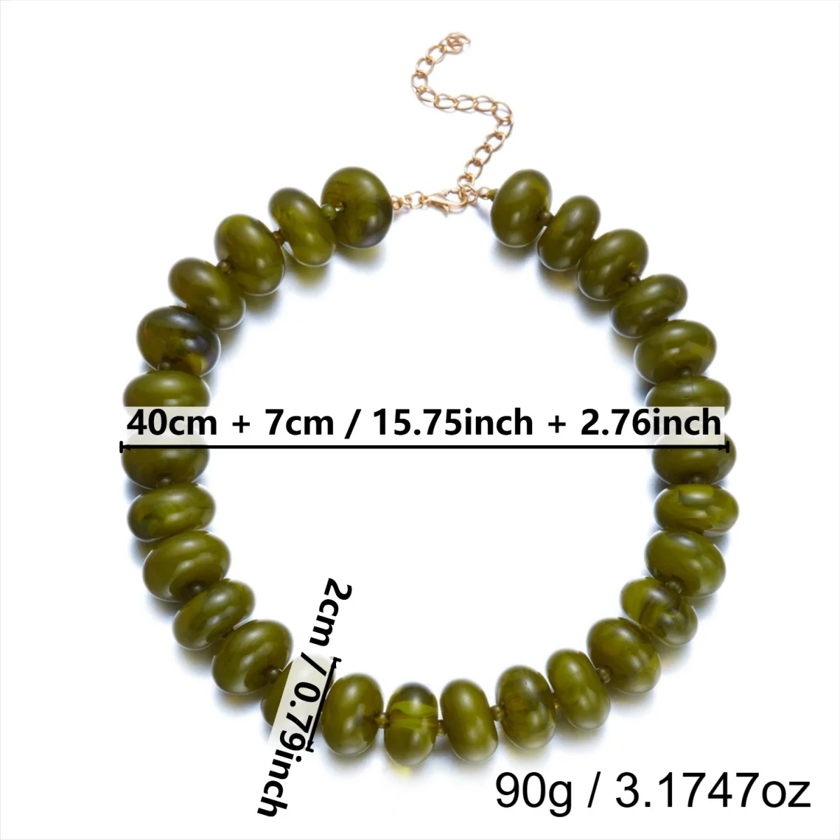 Dopamine Bunte flache, runde Acryl-Perlenkette für Damen und Herren, trendige, einfache geometrische Harzperlen, stapelbarer Choker-Schmuck – Detail 39