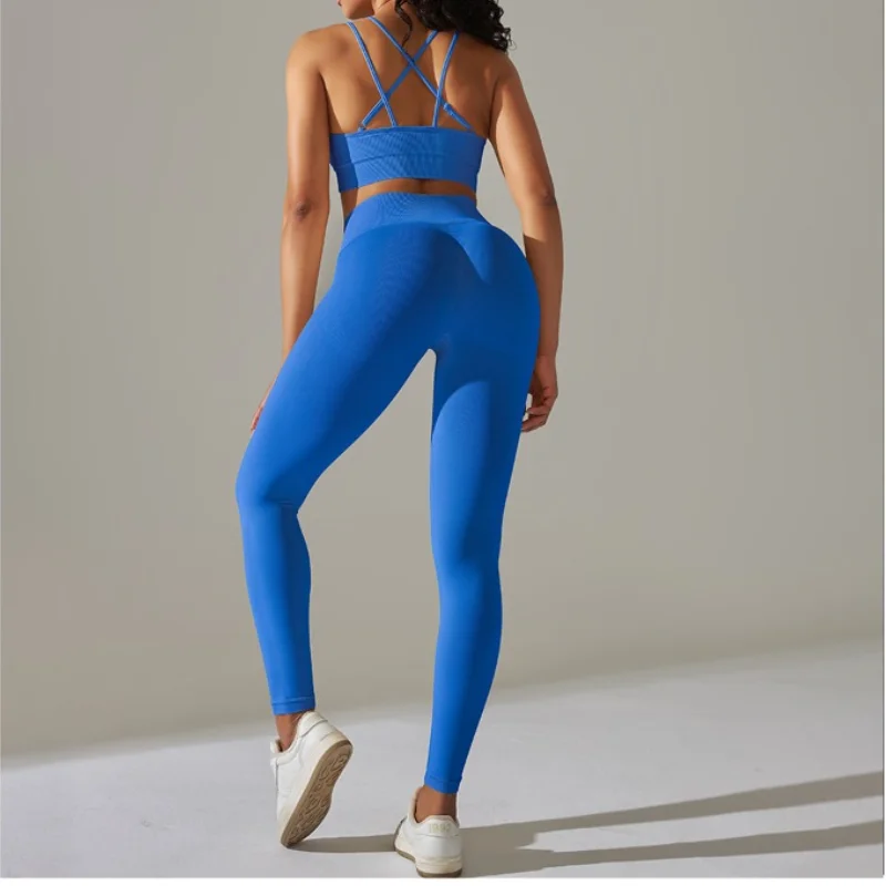 

Sport Set Women Seamless Yoga Suits Sports Vest Running Pants Crop Tops Bra Leggings Set Gym Fitness Sports Clothing Streetwear