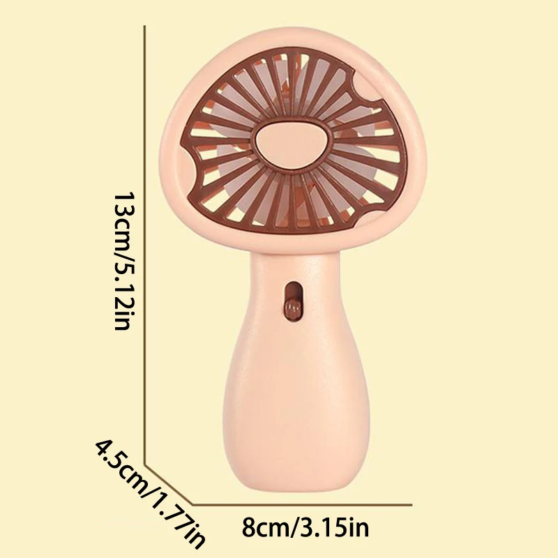 USB Rechargeable Cute Summer Mushroom Handheld Small Fan High Wind Power Mini Portable Colorful Lamp 2-speed Wind Adjustment