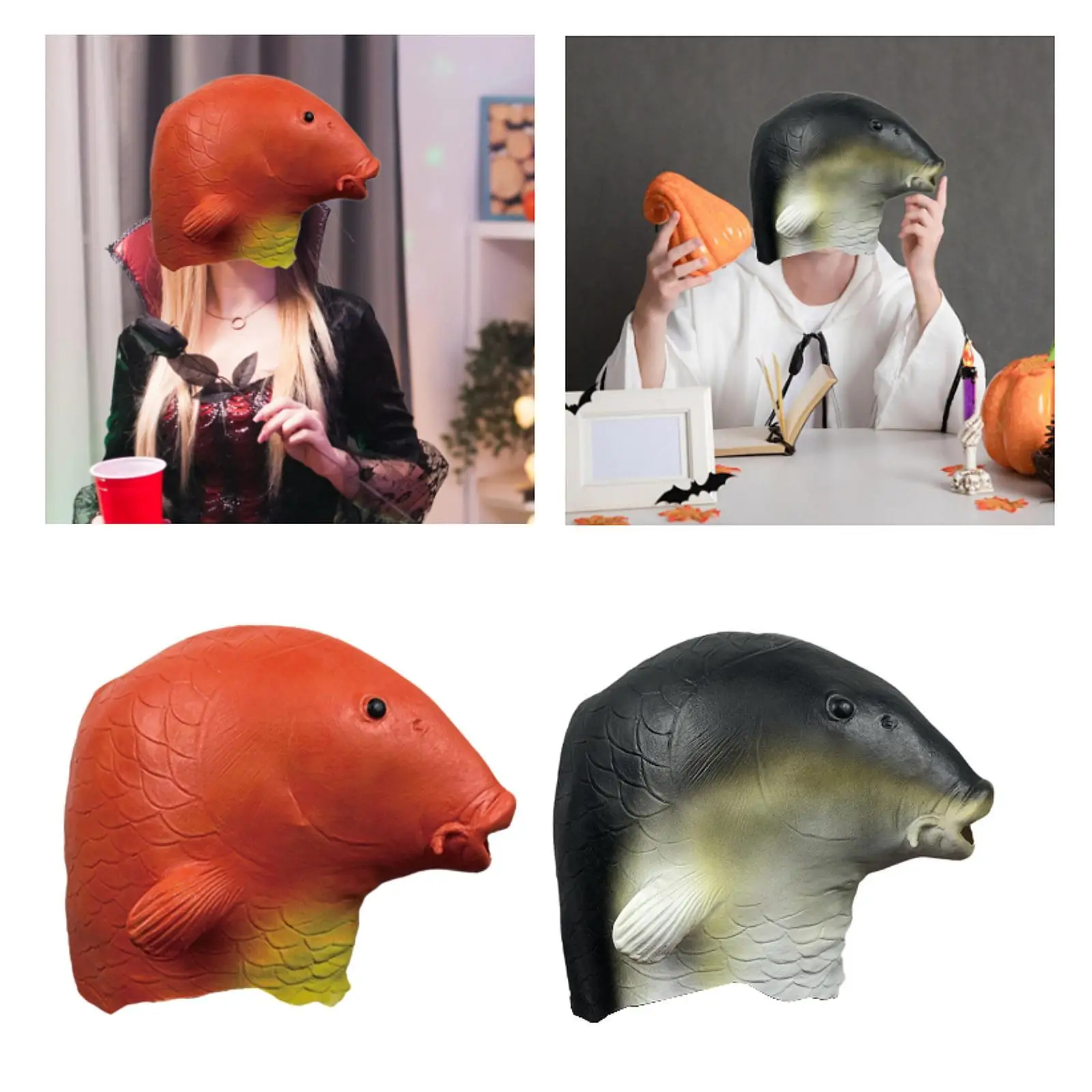 

Маска с головой рыбы животного, аксессуары, легкий полнолицевой чехол, реквизит для косплея для маскарада, вечеринки, Хэллоуина, карнавала, ролевых игр