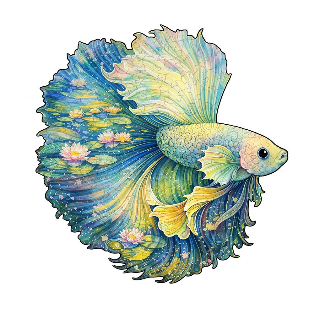 Unique Circular Wood Jigsaw Wooden Animal Puzzle for Adult Kids Lovely Fish Cat Intelligent DIY Toys Holiday Gifts