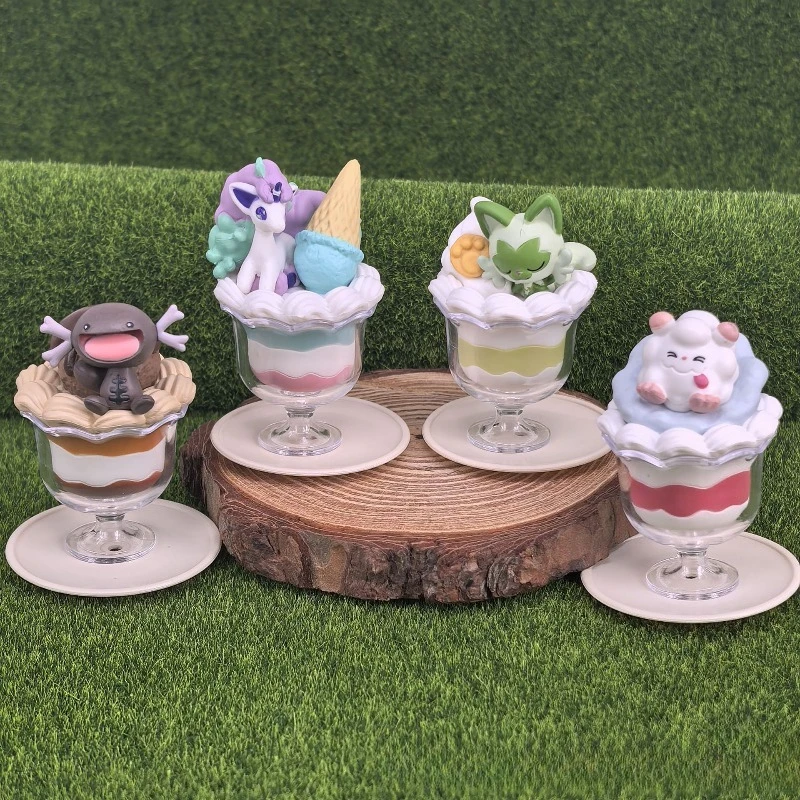 pokemon-ponyta-sprigatito-swirlix-wooper-doce-sorvete-copo-anime-figuras-caixa-cega-brinquedos-modelo-colecao-ornamentos-criancas-presentes