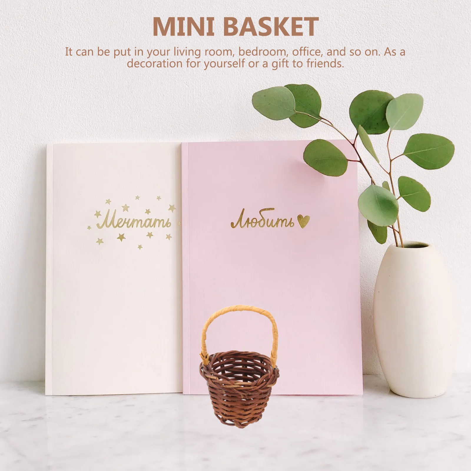 20Pcs Mini Rattan Flower Baskets Decorative Handheld Woven Small Baskets for Wedding Party Home Office Decor Basket Toys