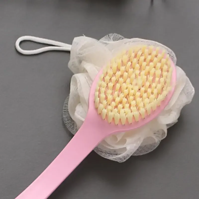 1pcs Rubber Bath Brush Long Handle Soft Hair Bath Brush Back Rubbing Body Scrubbing Exfoliating Massage Skin Care Tools